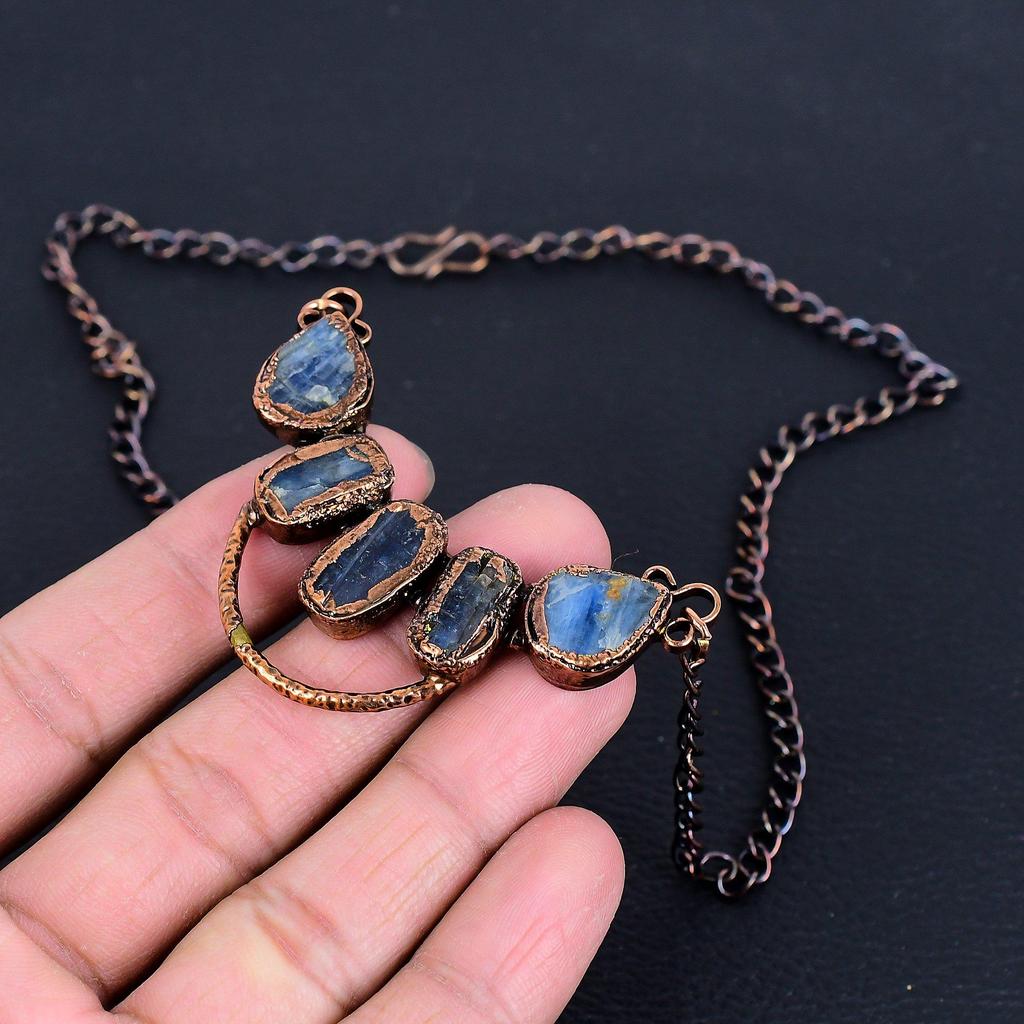 Kyanite Necklace, Gemstone Copper Electroformed Jewelry Necklace, Handmade Jewelry, For Anniversary Gift