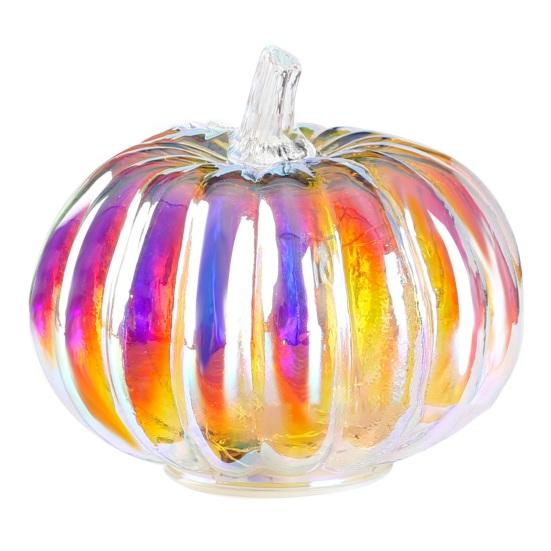 Glass Pumpkin Light Battery Operated LED Pumpkin Lantern Fall Lighted Pumpkin Table Centerpiece for Halloween Thanksgiving Home Decor