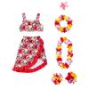 Costum Fată Luau Top Tropical Hawaiian Floral Fără Mâneci cu Fustă pentru Fete, Tinere