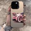 Pink Supercar Print Electroplate Silver IMD Phone Case For iPhone 17 16 15 14 13 12 11 Pro Max X XS XR 7 8 Plus 17 Air 16E Cover