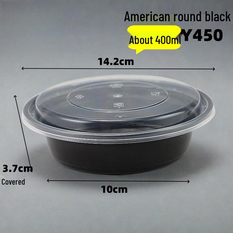 Shixun 450ml Disposable Rectangular Food Containers with Black Bottom