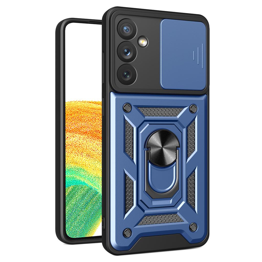 Für Samsung Galaxy A34 5G Stoßfeste TPU+PC Hülle Ring Ständer Schiebe Kamera Schutz Kratzfeste Rückseite