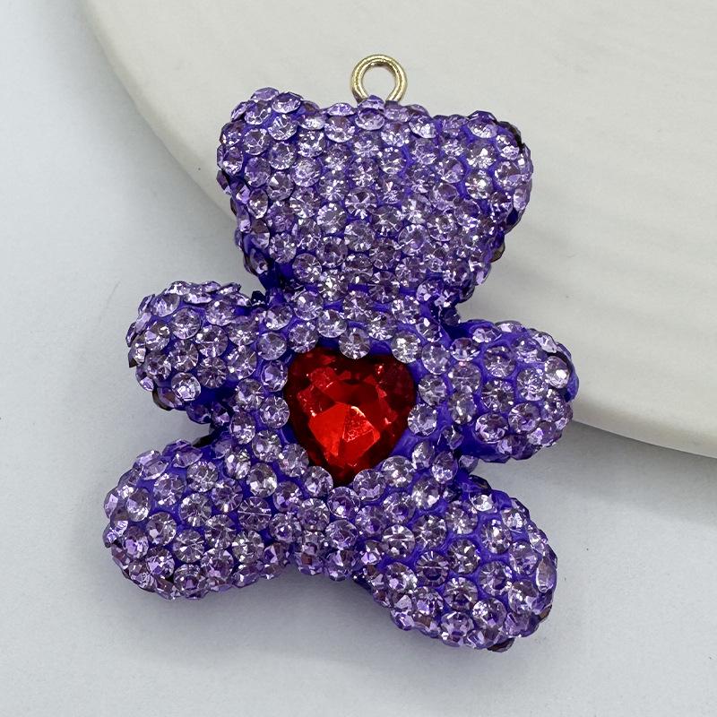 Colorful Rhinestone Little Bear Polymer Clay Keychain & Bag Pendant фиолетовых аксессуаров