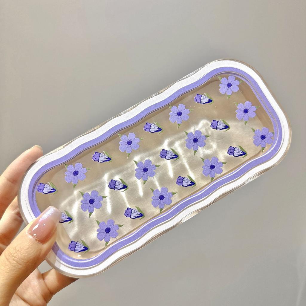 Minimalist Floral Bow Wavy Eyeglass Case,Creative Personalized Glasses Storage Box, Butterfly Kitty Eyewear Holder For Students