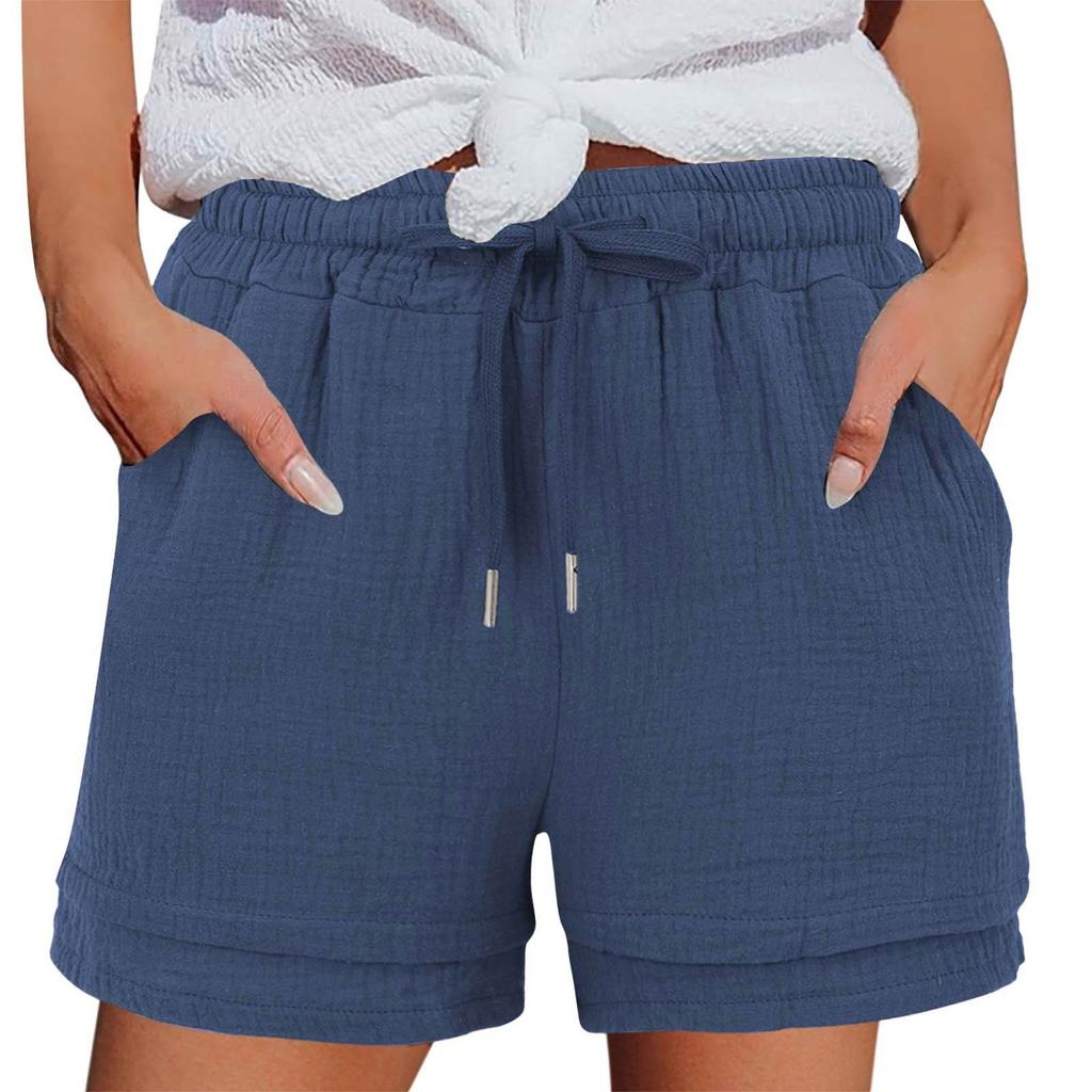 Women's Casual  Summer Elastic Beach Shorts  Solid Casual Shorts