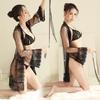 Sexy lace skirt perspective pajamas open-file hot jacket three-point underwear set
