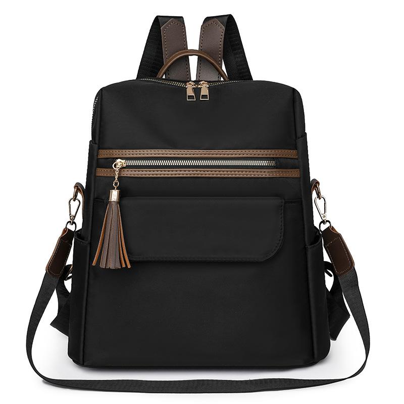 Женский рюкзак с цветной кисточкой и уличной дорожной сумкой чёрный 1773₽