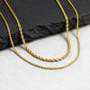 2pcs Men's Chain Necklace,Stainless Steel Black Gold Silver Color Twisted Rope Chain Collars,Trendy Punk Basic Chains Gift