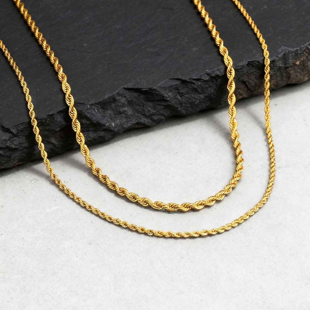 2pcs Men's Chain Necklace,Stainless Steel Black Gold Silver Color Twisted Rope Chain Collars,Trendy Punk Basic Chains Gift