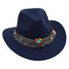 Ethnic Bowler Hat Tassel Western Cowboy Hat Jazz Hat Turquoise Felt Hat Outdoor Literary Sun Hat