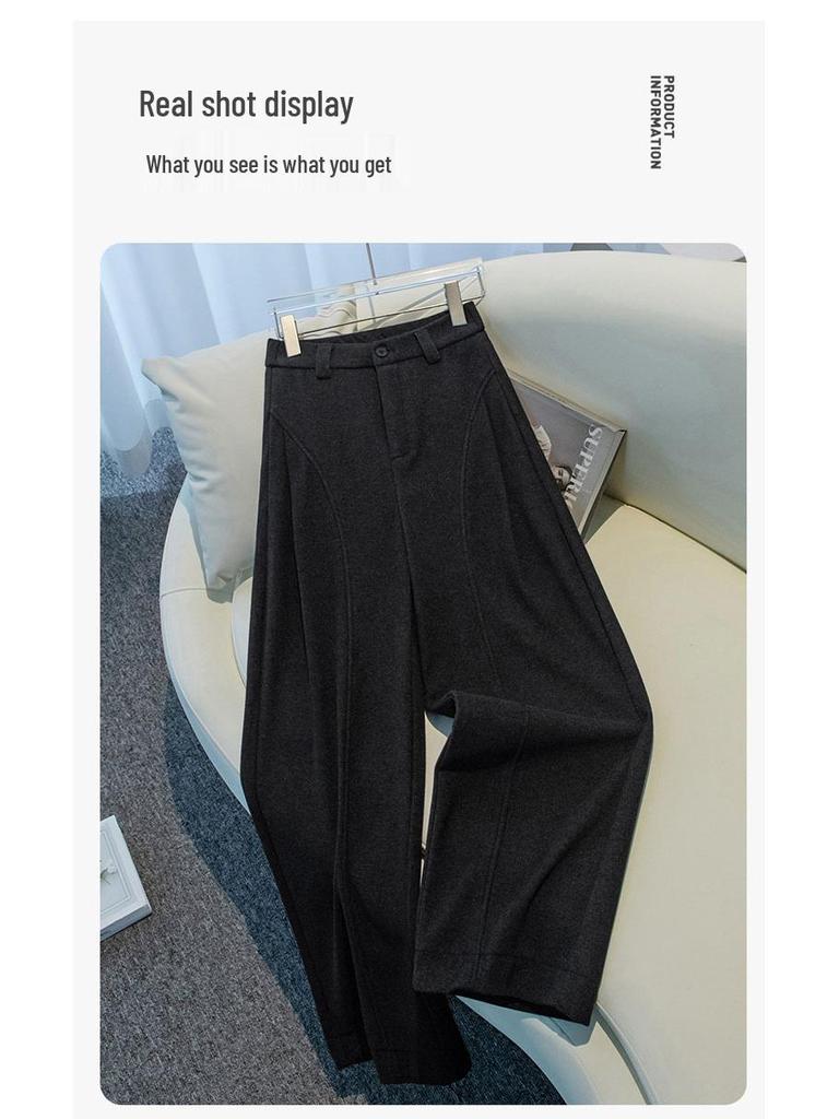 Women's High-Waisted Wide-Leg Velvet Pants - Autumn/Winter Pleated, Thickened, Loose Fit