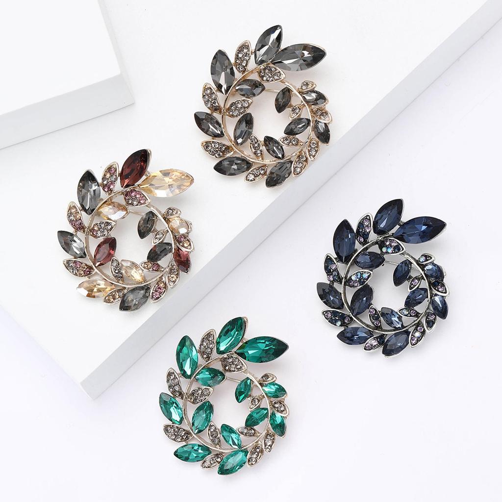 Exquisite Olive Branch Rhinestone Brooch - Elegant Women's Corsage Accessory
