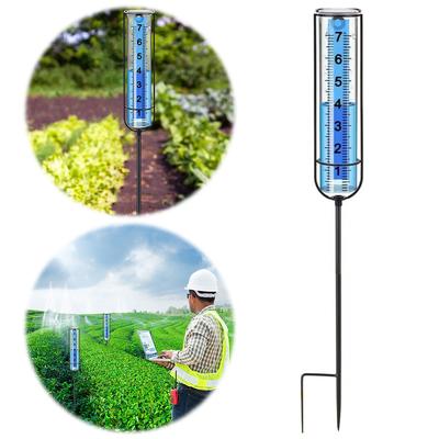 Outdoor Rain Gauge with Stake Water Rain Meter Adjustable Height Freeze Proof Rain Gauge Large Numbers for Garden Lawn Yard