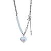 Exquisite Double-Layer Pink Heart Zircon Pearl Necklace Women's Beaded Clavicle Chain