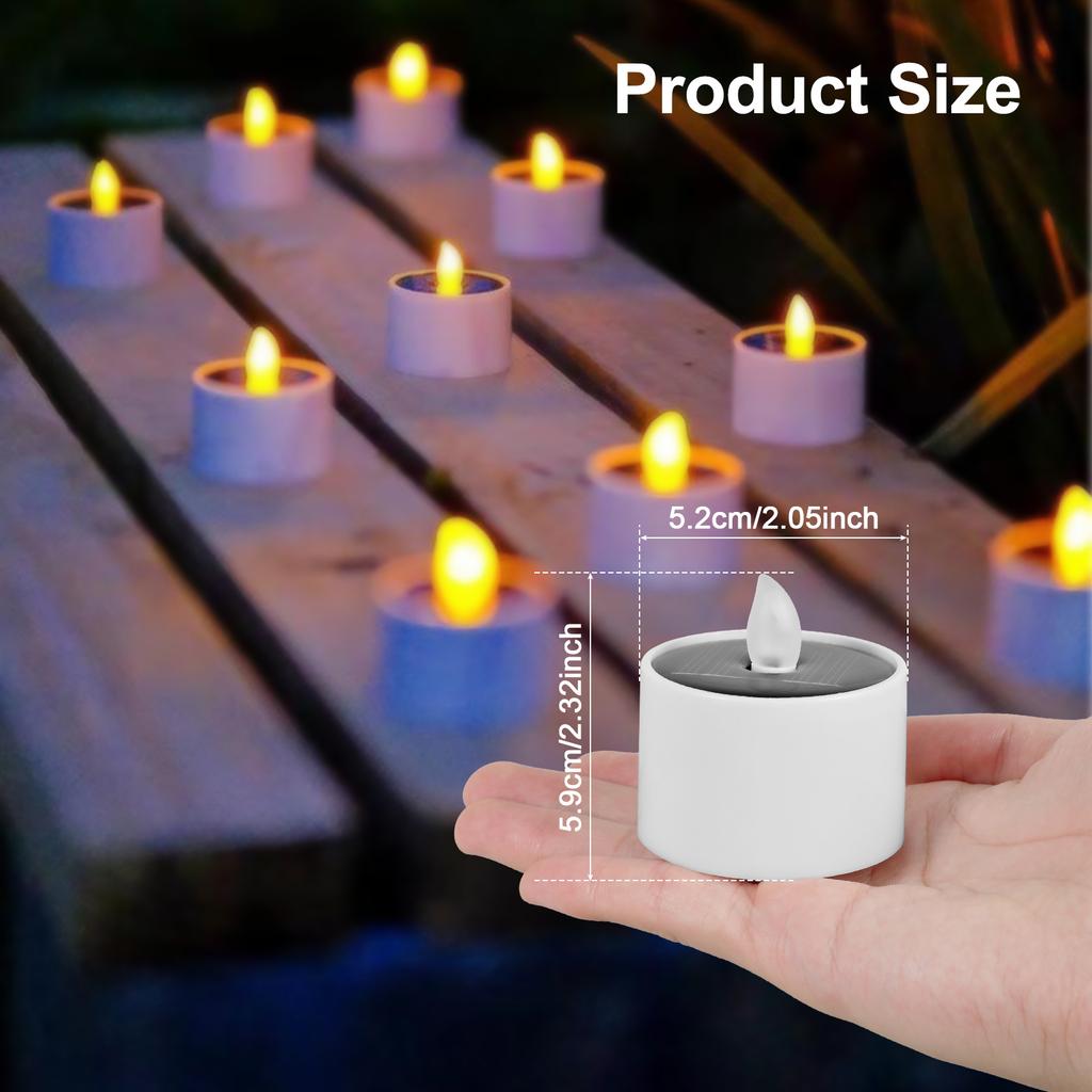 24/6pc Solar Candle Lamp LED Tea Lights Flameless Flickering Prop Lamp Hallow Festival Wedding Decor Day of the Dead Wish Light