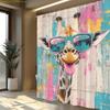One Elegant Giraffe with Fashion Glasses and Tongue Out Bathroom Shower Curtain, with 12 Hooks, Quick Dry and Machine Washable