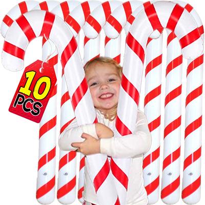 10/1 STÜCKE Große Weihnachts-Zuckerstangen-Ballons Aufblasbare Ballon-Krücken Weihnachtsbaum Hängende Ornamente Heimparty-Deko-Zubehör