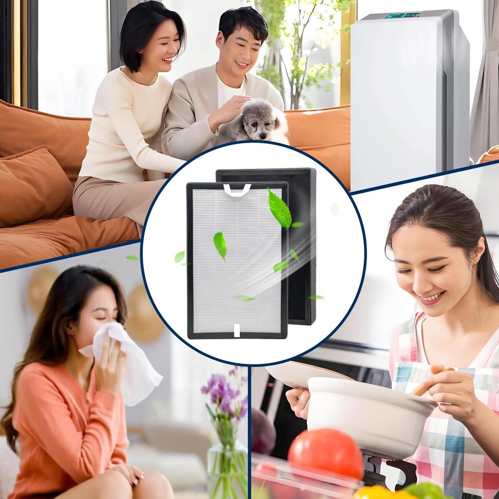 CHNPOFNT replacement filters for air purifiers, compatible with Kirala Air Aria, Aria Pro, Aria Pro S, and Aria S air purifiers. (2 filters included)