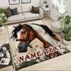 1PC Custom Name Horse Portrait Name Theme Floor Mat Ideal for Living Room, Game Rooms, Office, Bedroom,Floor Mat Playful Design