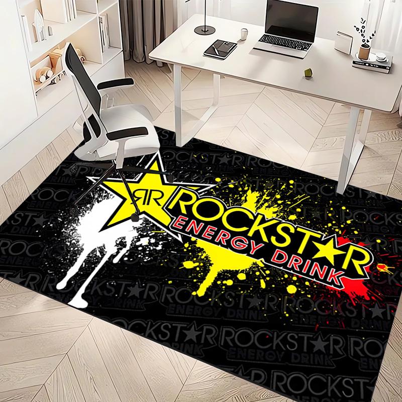 1pc Rockstar logo Print Area Rug - Soft, Washable Non-Slip Indoor Mat, Living Room, Home Office Decorative Rug,Office Decorative