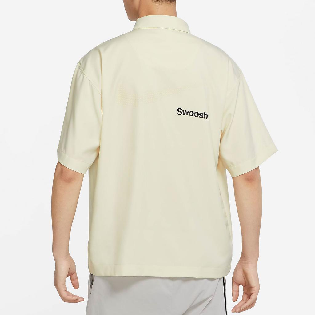 Nike Sportswear Logo Single-Breasted Solid Short Sleeve Shirt Men Tops Fossil-Gray DX6308-244