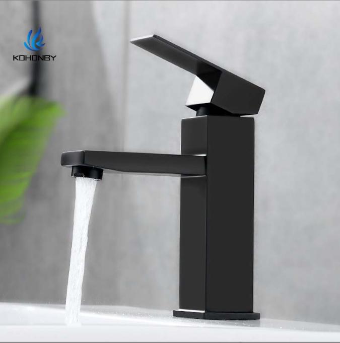 304 Stainless Steel Square Faucet Cold and Hot Bathroom Washbasin Countertop Basin Washbasin Faucet Fashionable Easy To Inst