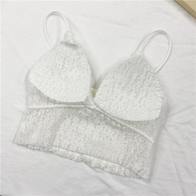 French Lace Beautiful Back Underwear Anti-slip Wire-free Bandeau Slim Fit Short Vest