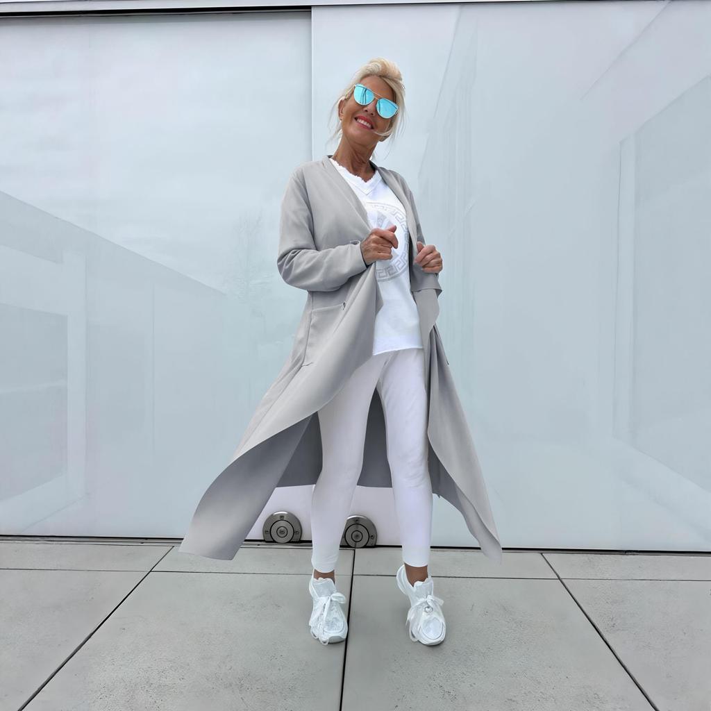 New Fashion Solid Color Irregular Long Trench Coat