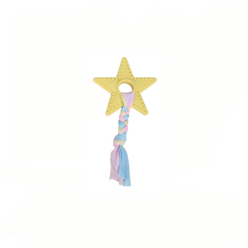 Rubber Star Shape Dog Toy with Rope for Teething and Interactive Play
