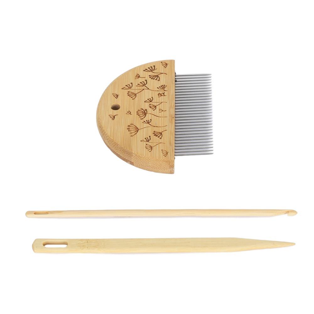 Wooden Weaving Loom Comb Large Eye Needle Hand Looming Accessories For Beginners