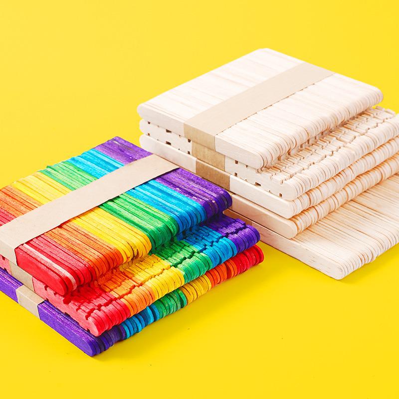 Natural Birch Wood Ice Cream Sticks, 50-Pack for DIY Models and Beauty Mixing