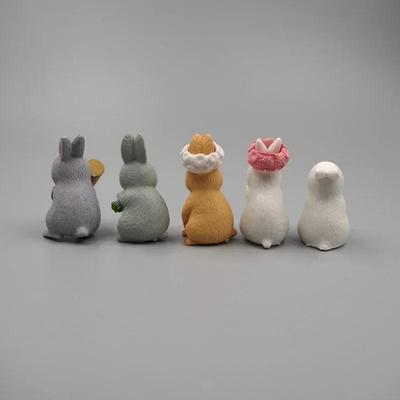 12Pcs Desk Decoration Crafts Cute Mini Rabbit Miniature Hare Animal Figurine Mini Bunny Garden Ornament Micro Landschaft Craft