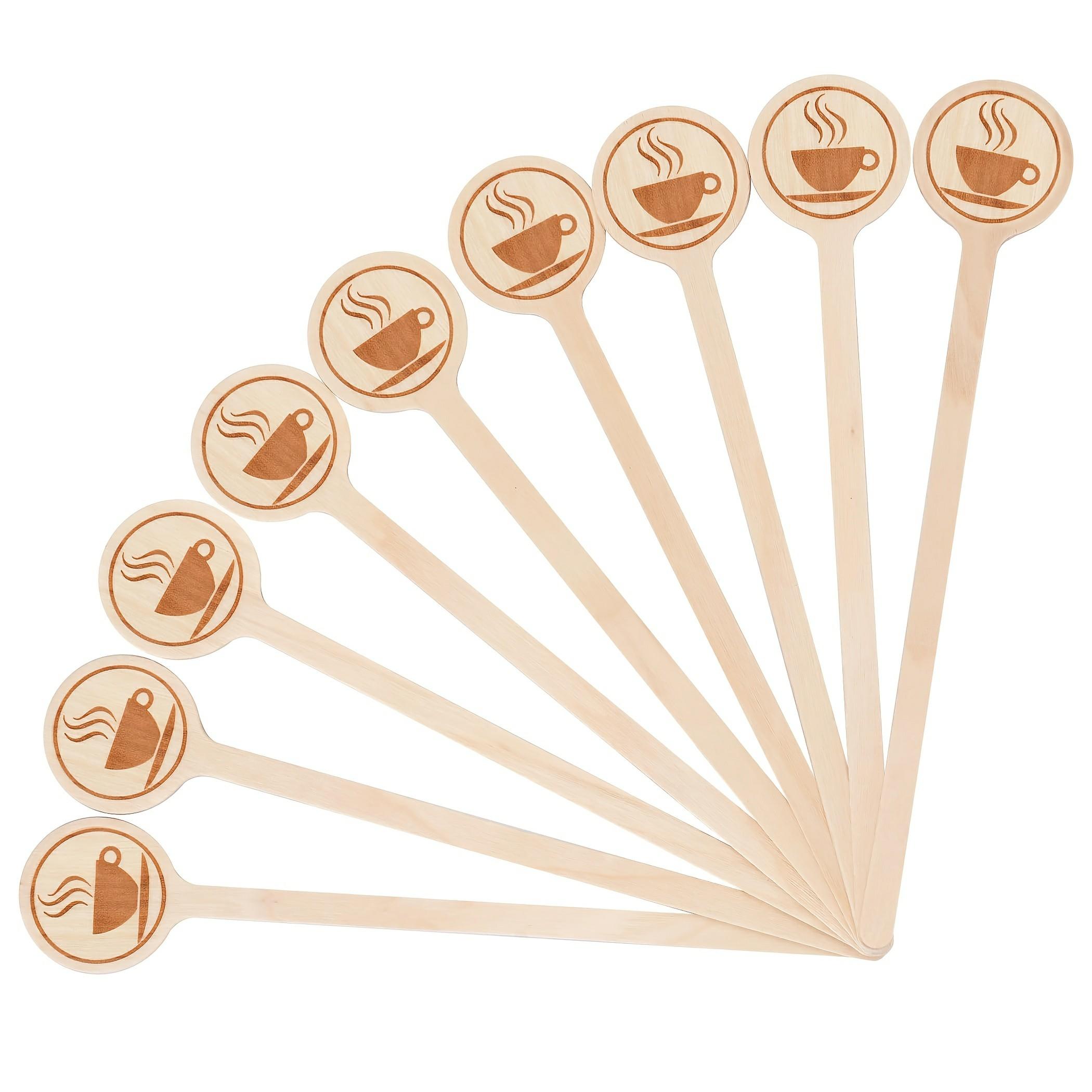 100Pcs Wooden Wooden Coffee Stirrers Long Handle Round Head Coffee Stirrer Sticks Biodegradable Household Disposable Stir Sticks