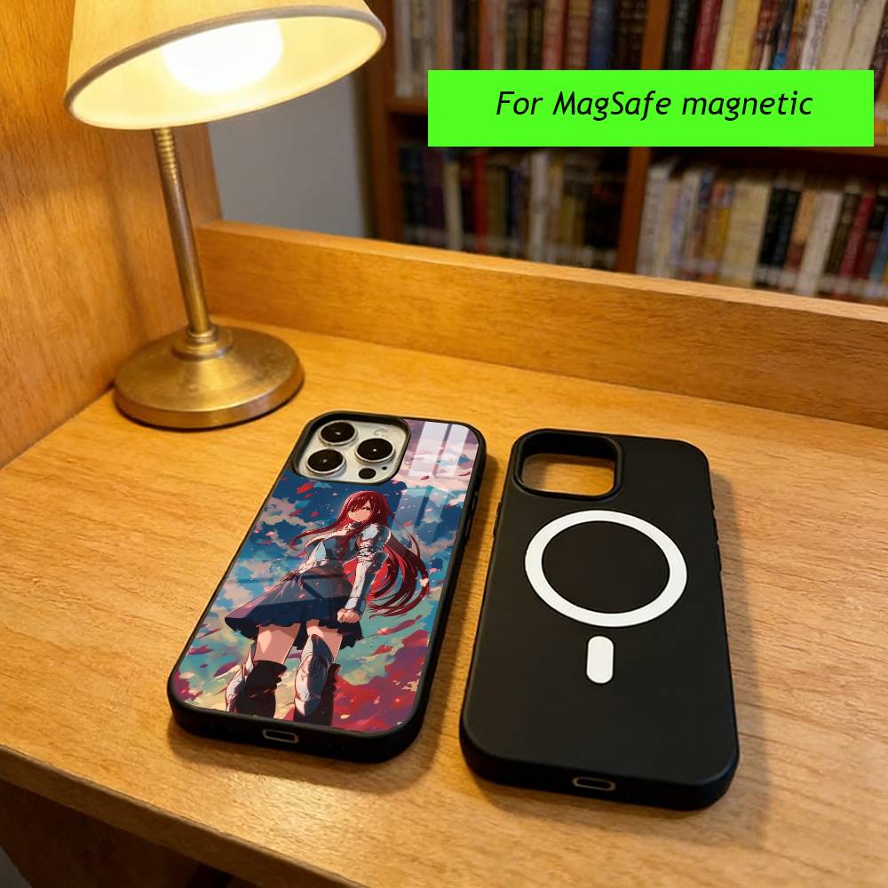 Anime F-Fairy Tail E-Erza Scarlet Phone Case For iPhone17,16,15,14,13,12,11 Plus,Pro Magnetic with Magsafe Wireless Charging iPhone14PRO