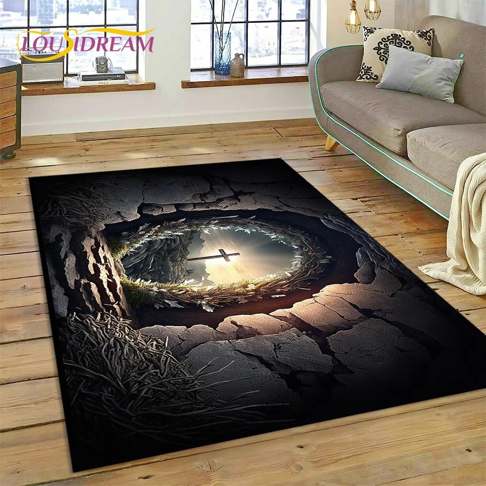 New 3D Pray Holy Bible Cross Jesus Carpet Rug for Bedroom Living Room Home Sofa Decoration,Children Game Large Decor Floor Mat