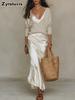 Fashion New Women's Top Satin Strappy Dress Two Piece Set