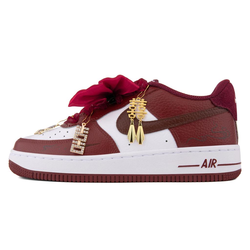 Nike Air Force 1 Slip Resistant Abrasion Resistant Low Top Skateboard Shoes Men's Burgundy HM9483-100(Team943-SBOX