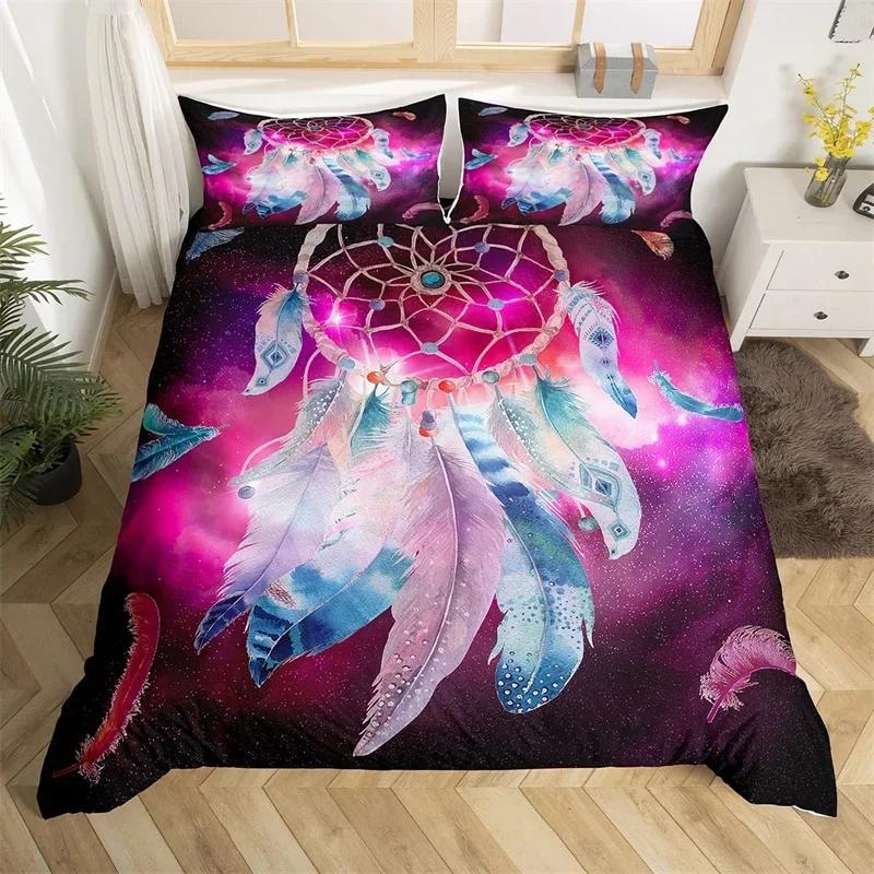 

Bohemian Dreamcatcher Soft Duvet Cover Set Exotic Galaxy Beding Set Constelation Twin King Warm Comforter Cover For Girl Ten Rom Decor 135*200cm Eu-Single
