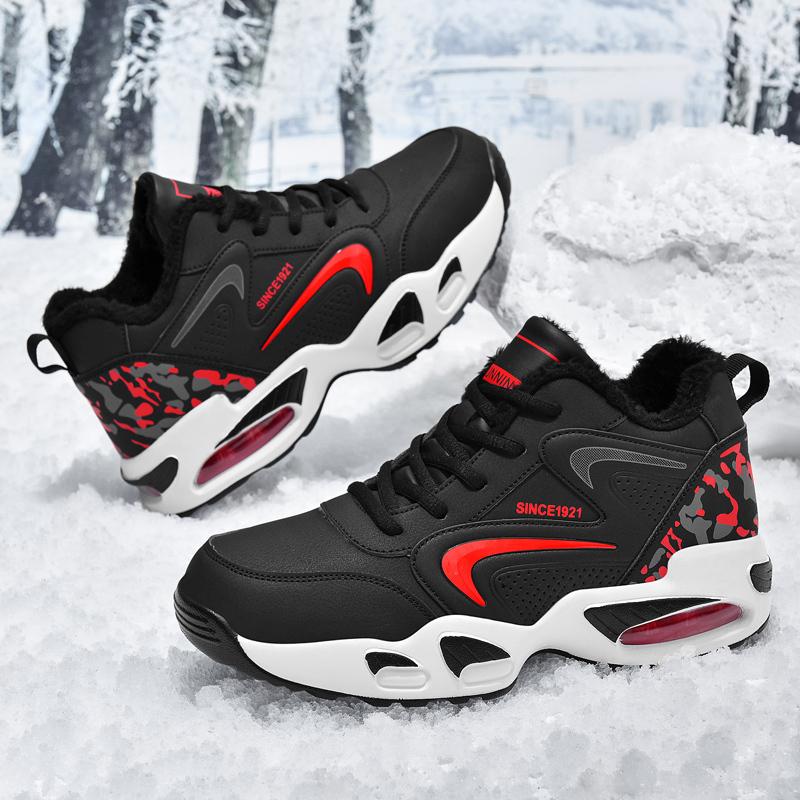 Adidași pentru bărbați Perna de aer este antiderapantă, impermeabilă, pantofi de alergare, pantofi calduroși din bumbac cu lână, pantofi de sport de iarnă pentru bărbați