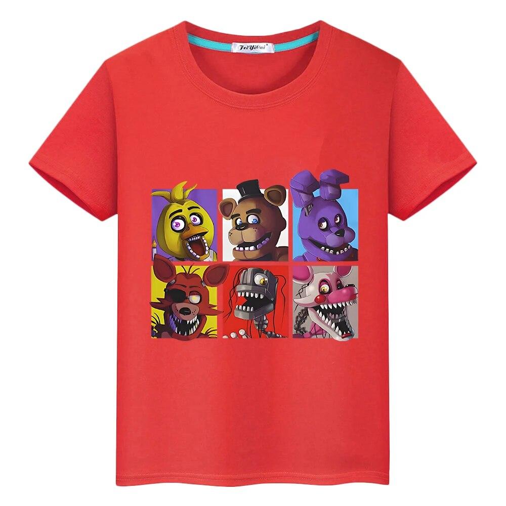 Letní tričko FNAF 100% bavlna Krátký kreslený potisk Anime Trička y2k jednodílné tričko Bear Rabbit pride chlapec Topy dětské oblečení dívky