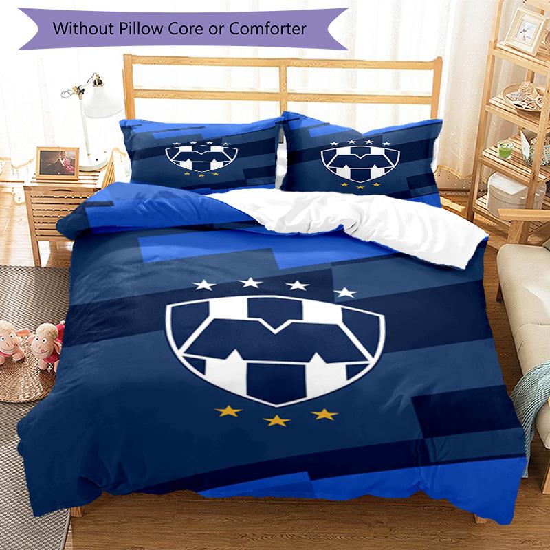 Monter-rey Football Crest Art Printed Pattern Duvet Cover Set – includes 1 duvet cover and 2 matching pillowcases Bedroom decor Christmas gifts