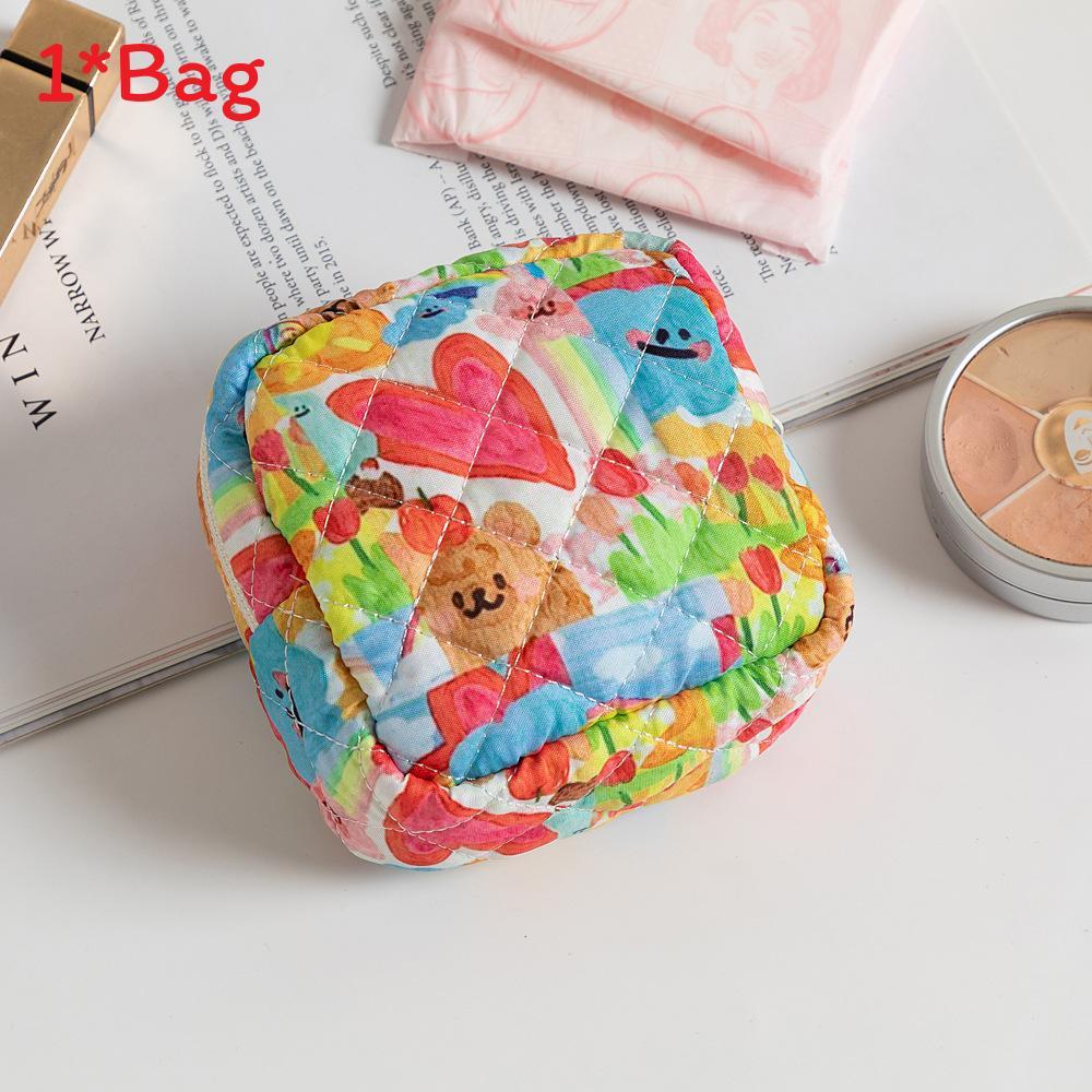 Floral Polyester Breathable Sanitary Pad Storage Bag For Girls Travel And Daily Use