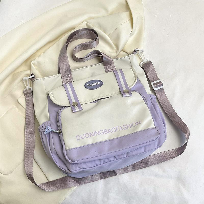 Tote Bag Carry Book Bag Class Bag Student Canvas Bag Women's Shoulder Japanese Large-capacity Beautiful Tutoring Bag Crossbody Bag