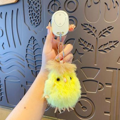 Yousheng Keychain Pendant Portable Plush Chick Charm Key Chain with Clockwork Bounce Toy Soft Squishy Stress Relief