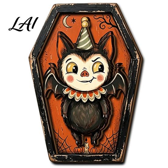 Indoor Outdoor Festive Accents Vintage Halloween Wooden Decor Coffin-Shaped Tabletop Ornaments Freestanding & Hanging Decorations for Home Ornament