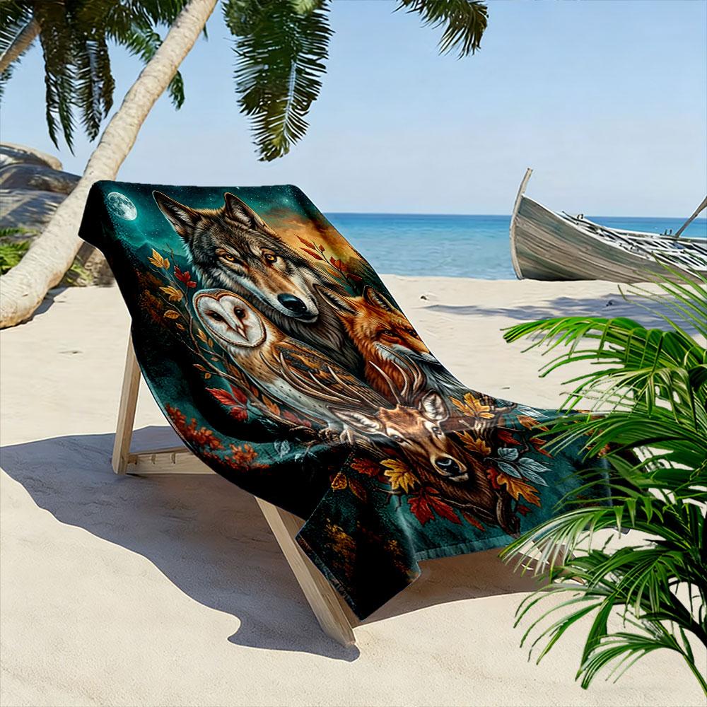 Mystical forest guardians Print beach towel, quick drying, suitable for travel, outdoor sports, jogging, the beach and swimming, gift