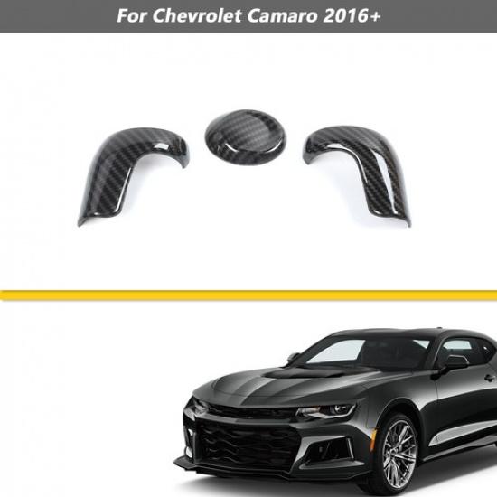 Gear Shift Knob Head Cover Trim Bezels For Chevrolet Camaro 2016+ Carbon Fiber