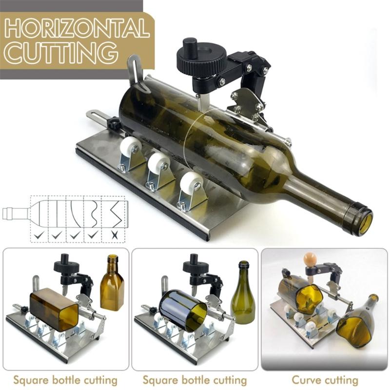 Glass Bottle Cutter Set DIY Glass Cutter for Bottles Adjustable Artwork Complete Accessories Set for Square Round Bottle
