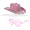 Halloween Party Silver Pink Glitter Diamond Stripe Cowboy Hat With Goggles For Costumes And Celebrations