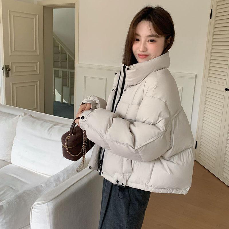 Short down jacket women's winter new fashion stand-up collar thickened small white duck down bread jacket Pinghu